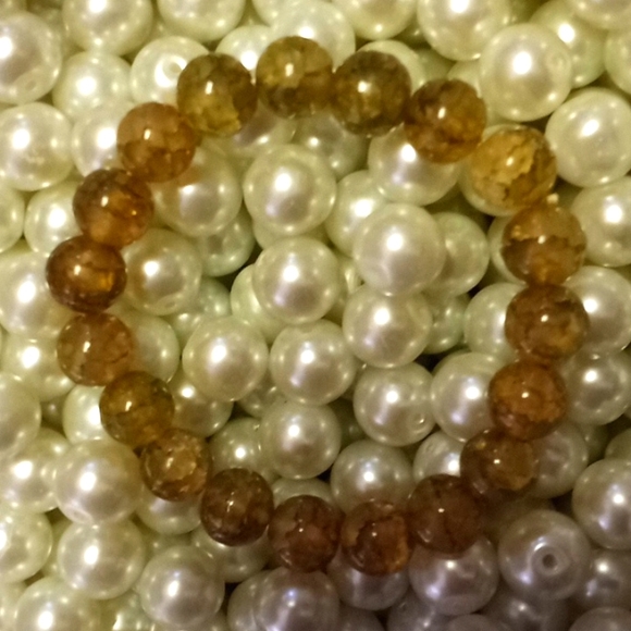 Khaki Crackled Agate 10 MM Bead Stretch Bracelet - Picture 2 of 8